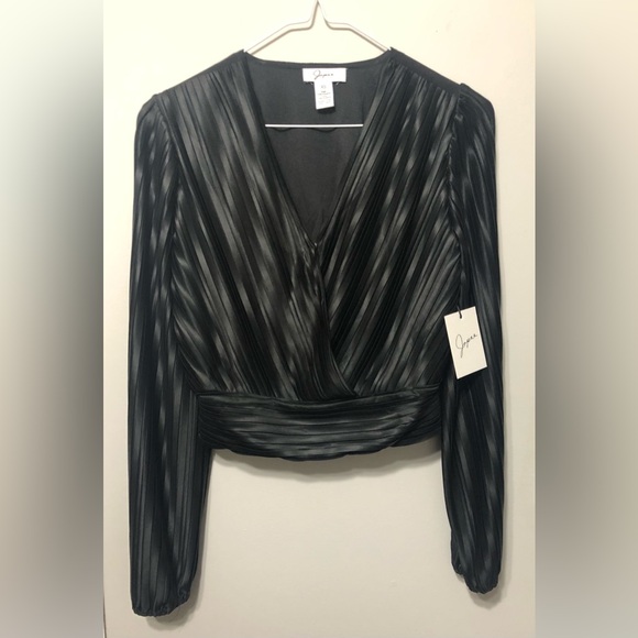 JAPNA black pleated long sleeve top size XS. - Picture 1 of 7